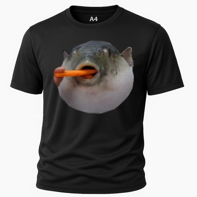 Pufferfish Eating A Carrot Meme Funny Blowfish Dank Memes Gift Performance Shirt