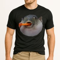 Pufferfish Eating A Carrot Meme Funny Blowfish Dank Memes Gift Cooling Performance Crew T-Shirt