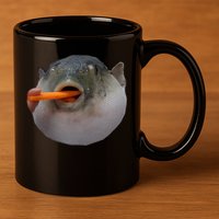 Pufferfish Eating A Carrot Meme Funny Blowfish Dank Memes Gift 11oz C Handle Ceramic Mug