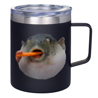 Pufferfish Eating A Carrot Meme Funny Blowfish Dank Memes Gift 12oz Stainless Steel Coffee Mug