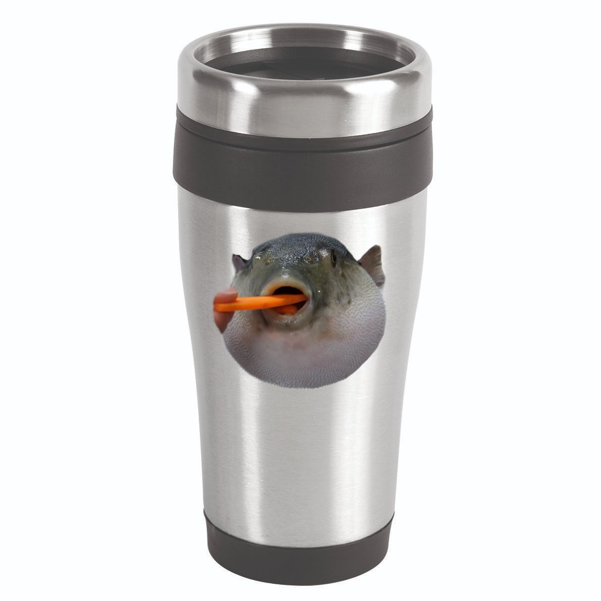 Pufferfish Eating A Carrot Meme Funny Blowfish Dank Memes Gift 16oz Travel Tumbler
