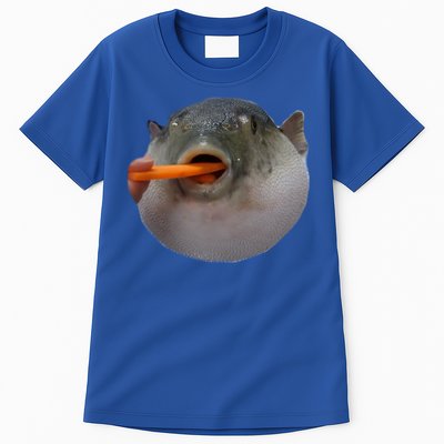 Pufferfish Eating A Carrot Meme Funny Blowfish Dank Memes Gift Tall T-Shirt