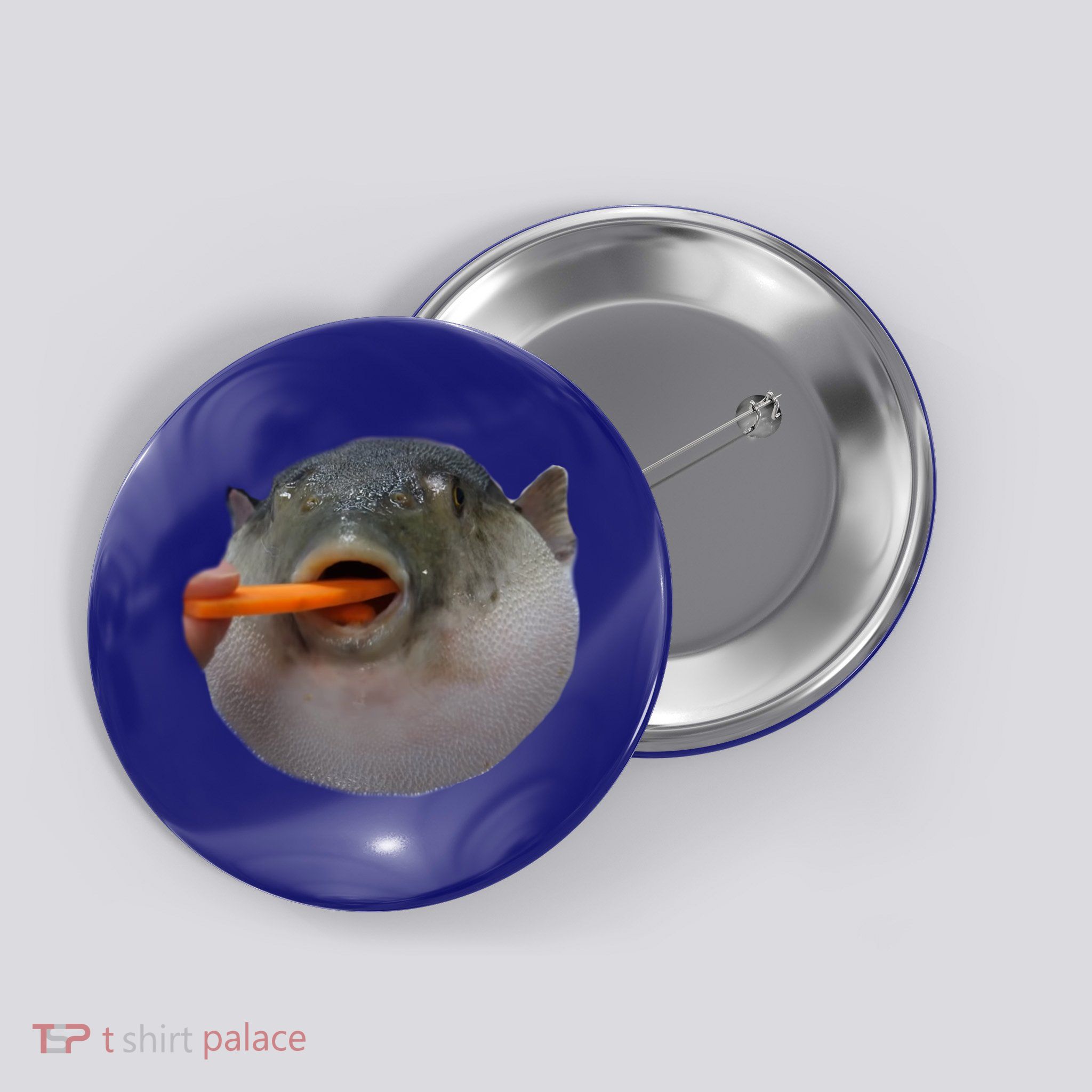 Pufferfish Eating A Carrot Meme Funny Blowfish Dank Memes Gift Button