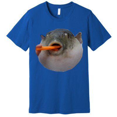 Pufferfish Eating A Carrot Meme Funny Blowfish Dank Memes Gift Premium T-Shirt