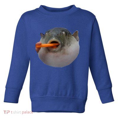 Pufferfish Eating A Carrot Meme Funny Blowfish Dank Memes Gift Toddler Sweatshirt