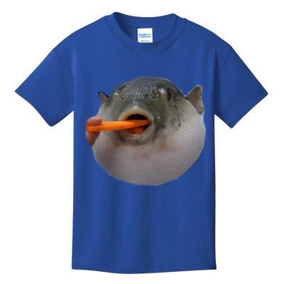 Pufferfish Eating A Carrot Meme Funny Blowfish Dank Memes Gift Kids T-Shirt