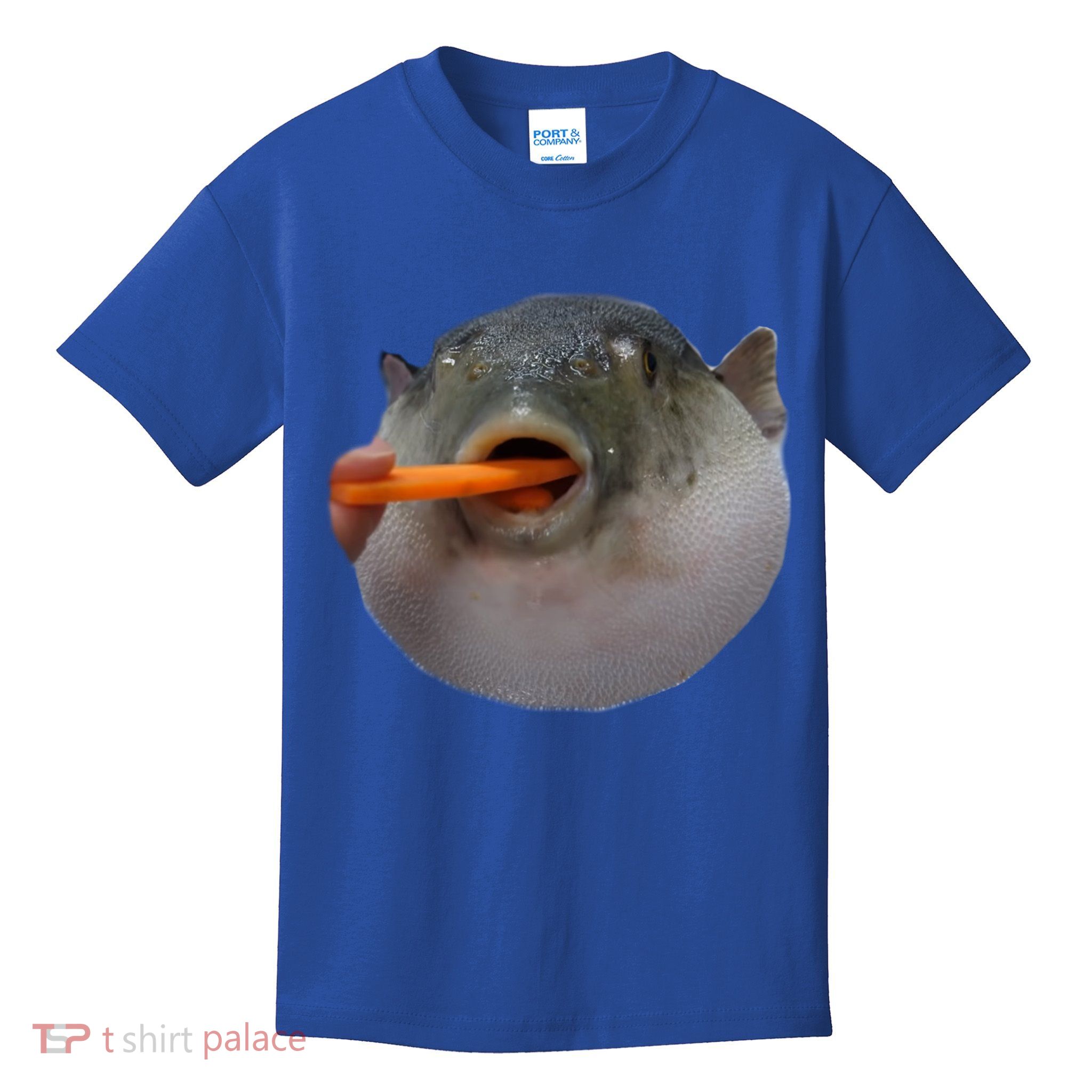 Pufferfish Eating A Carrot Meme Funny Blowfish Dank Memes Gift Kids T-Shirt