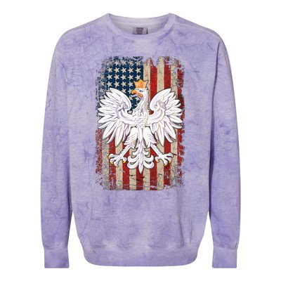 Polish Eagle American Flag Pride Poland Colorblast Crewneck Sweatshirt