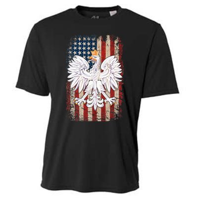 Polish Eagle American Flag Pride Poland Cooling Performance Crew T-Shirt