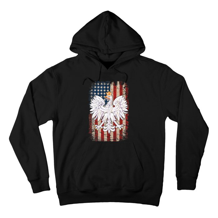 Polish Eagle American Flag Pride Poland Hoodie