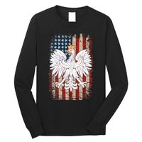 Polish Eagle American Flag Pride Poland Long Sleeve Shirt