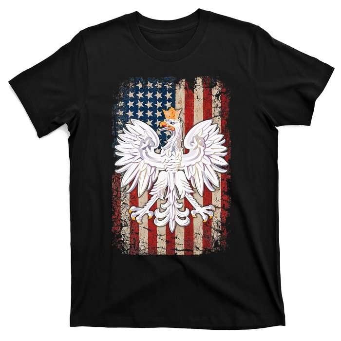 Polish Eagle American Flag Pride Poland T-Shirt