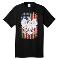 Polish Eagle American Flag Pride Poland Tall T-Shirt