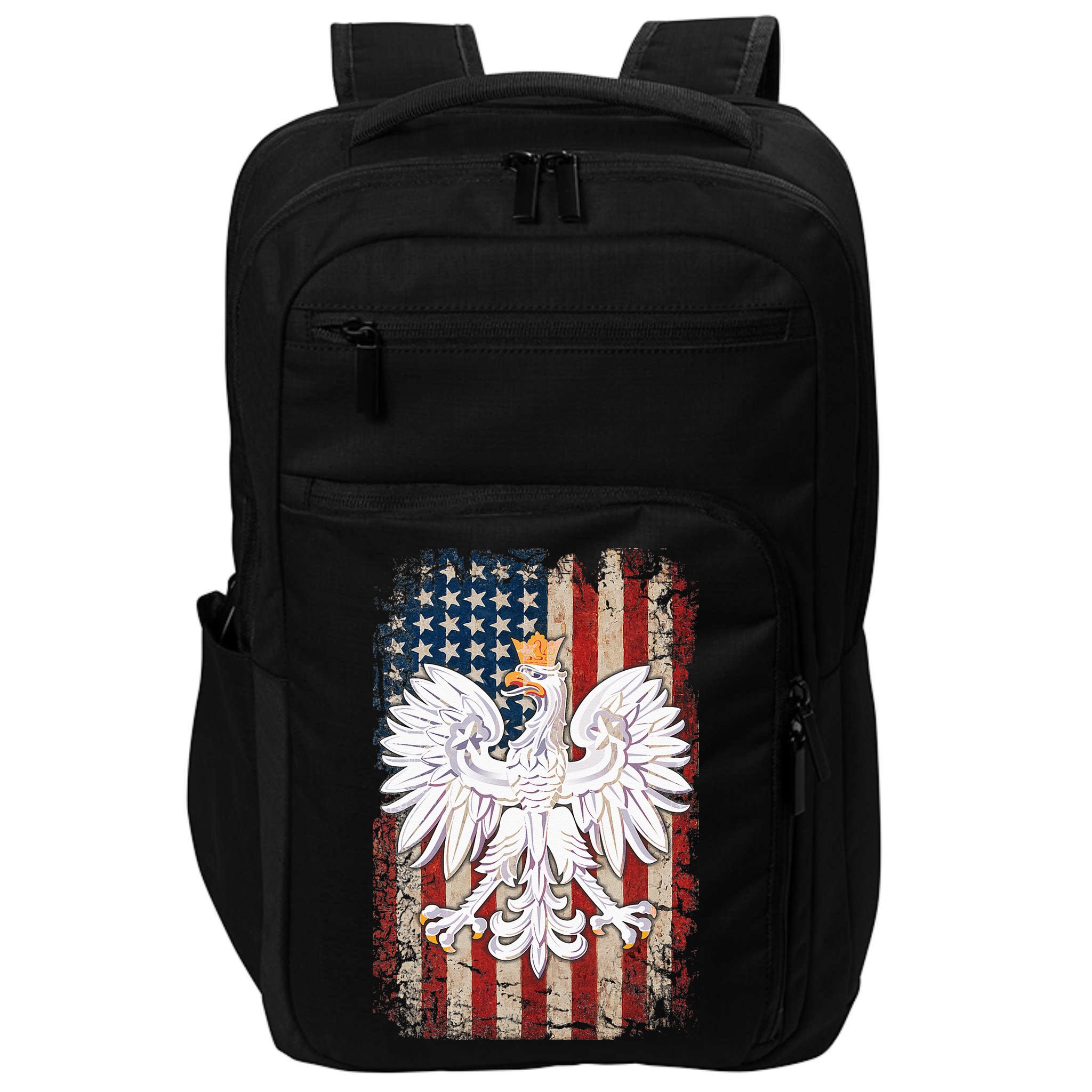 Polish Eagle American Flag Pride Poland Impact Tech Backpack