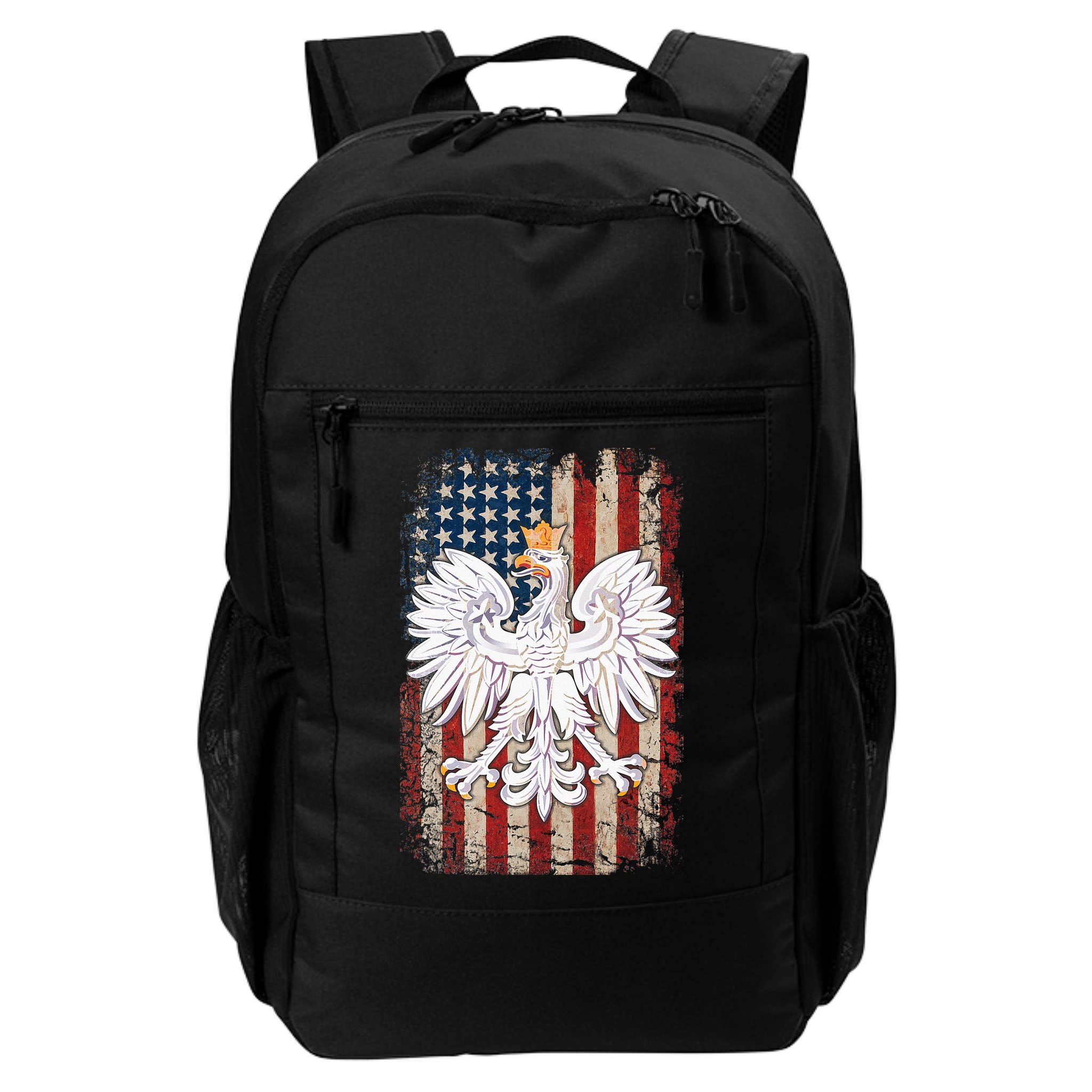 Polish Eagle American Flag Pride Poland Backpack