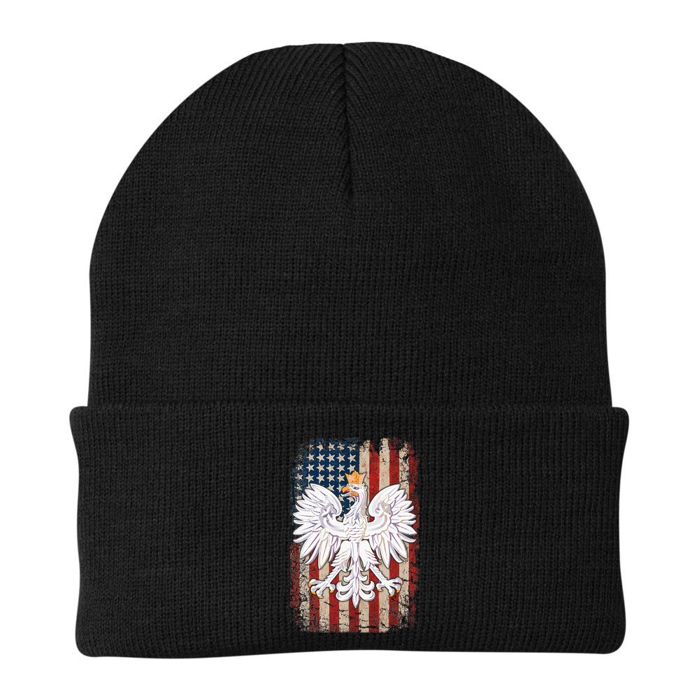Polish Eagle American Flag Pride Poland Beanie