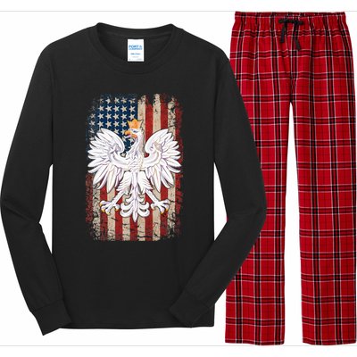 Polish Eagle American Flag Pride Poland Long Sleeve Pajama Set