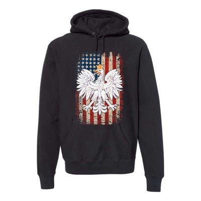 Polish Eagle American Flag Pride Poland Premium Hoodie