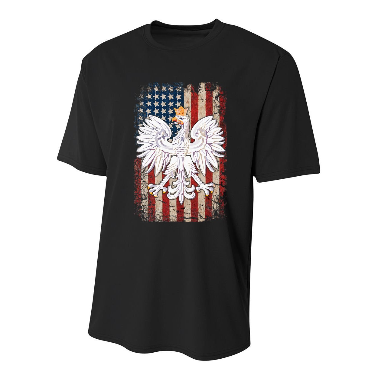 Polish Eagle American Flag Pride Poland Youth Performance Sprint T-Shirt