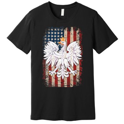 Polish Eagle American Flag Pride Poland Premium T-Shirt