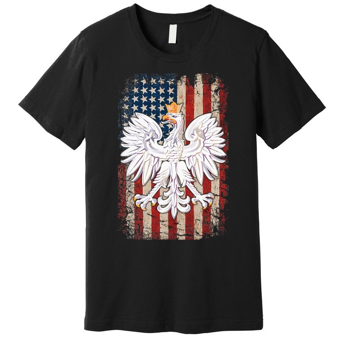 Polish Eagle American Flag Pride Poland Premium T-Shirt