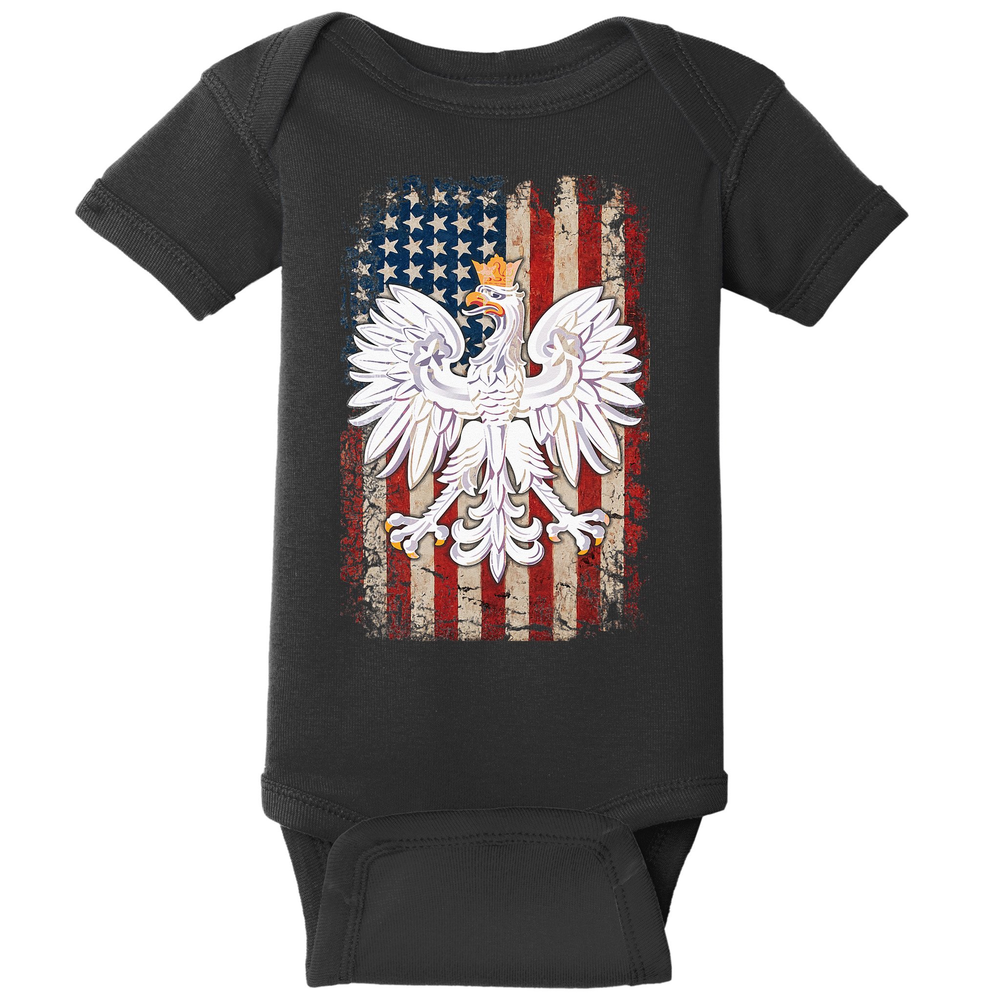 Polish Eagle American Flag Pride Poland Baby Bodysuit