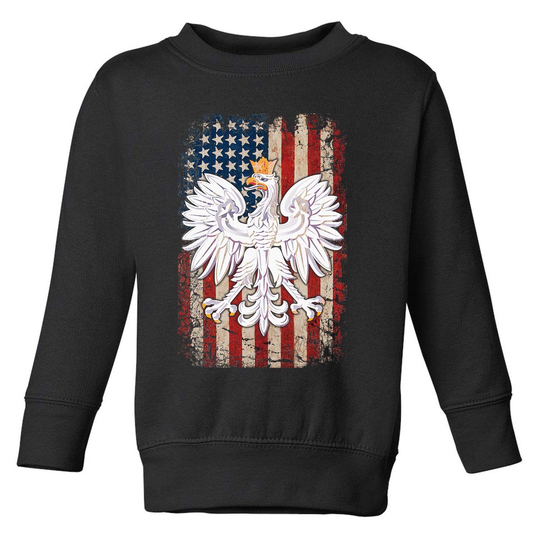 Polish Eagle American Flag Pride Poland Toddler Sweatshirt