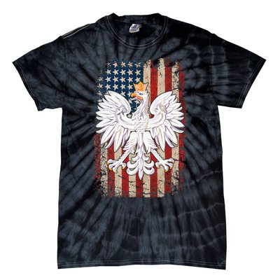 Polish Eagle American Flag Pride Poland Tie-Dye T-Shirt