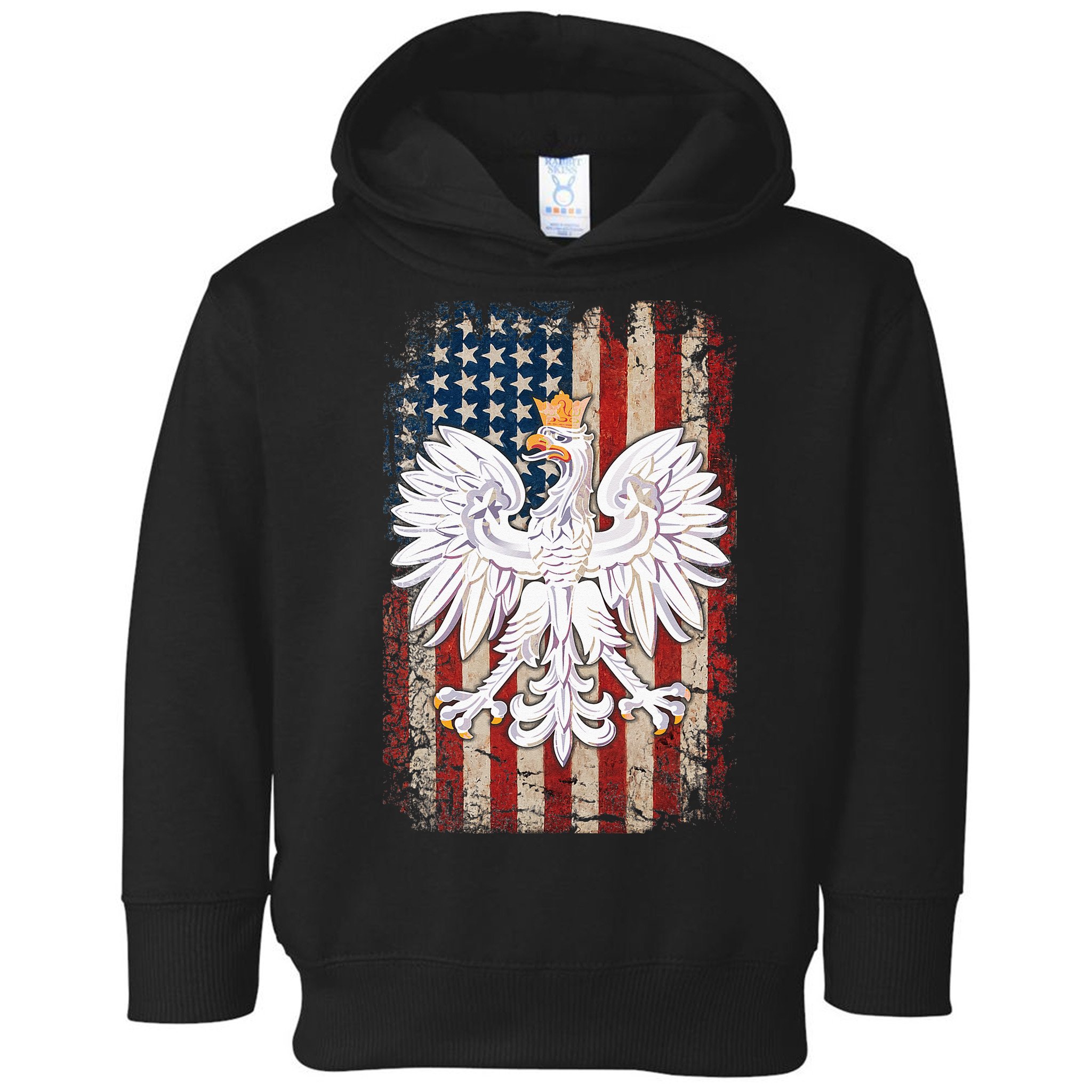 Polish Eagle American Flag Pride Poland Toddler Hoodie