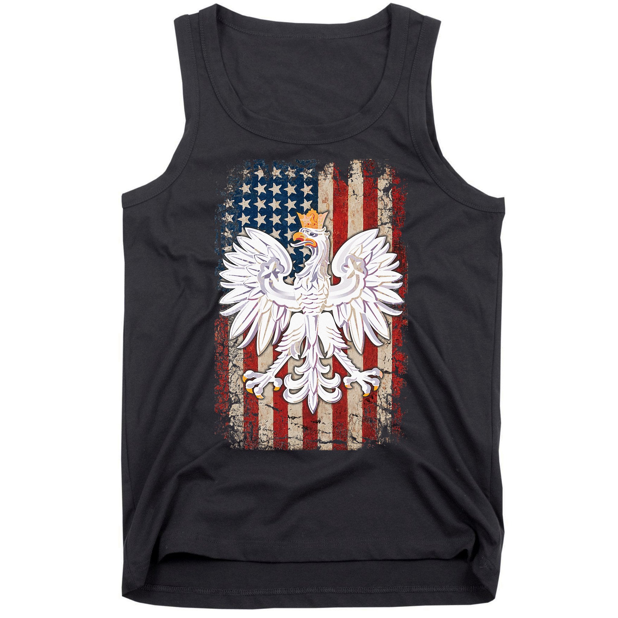 Polish Eagle American Flag Pride Poland Tank Top