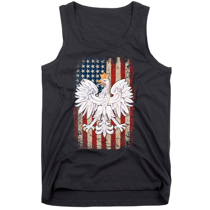 Polish Eagle American Flag Pride Poland Tank Top