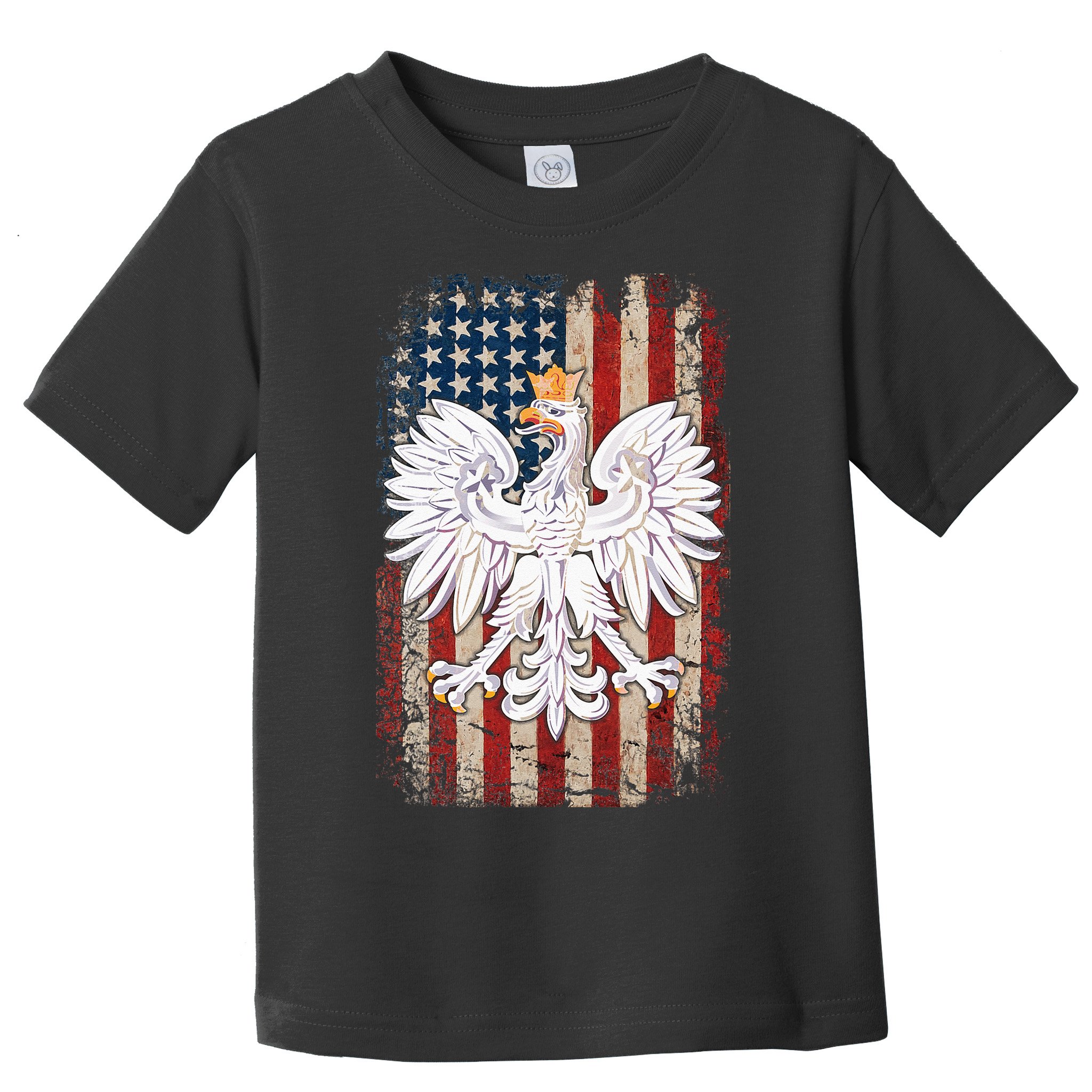 Polish Eagle American Flag Pride Poland Toddler T-Shirt