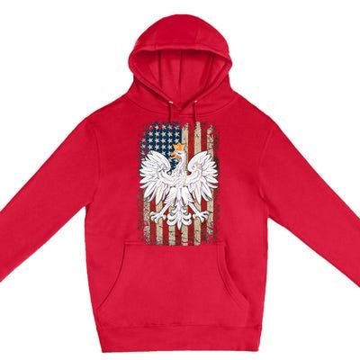 Polish Eagle American Flag Pride Poland Premium Pullover Hoodie