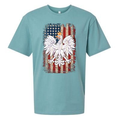 Polish Eagle American Flag Pride Poland Sueded Cloud Jersey T-Shirt