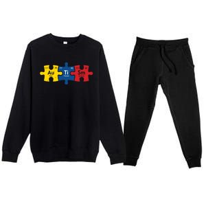 Periodic Elet Autism Puzzle Autism Awareness Gift Premium Crewneck Sweatsuit Set