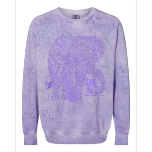 Purple Elephant Alzheimer Awareness Colorblast Crewneck Sweatshirt