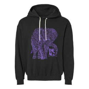 Purple Elephant Alzheimer Awareness Garment-Dyed Fleece Hoodie