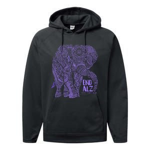 Purple Elephant Alzheimer Awareness Performance Fleece Hoodie