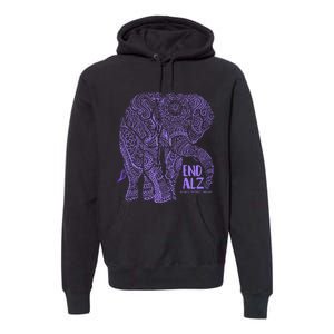 Purple Elephant Alzheimer Awareness Premium Hoodie