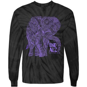 Purple Elephant Alzheimer Awareness Tie-Dye Long Sleeve Shirt