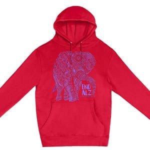 Purple Elephant Alzheimer Awareness Premium Pullover Hoodie