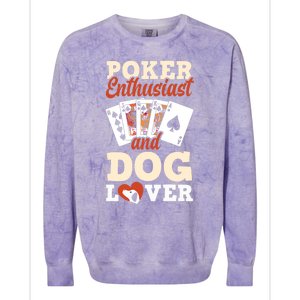 Poker Enthusiast And Dog Lover Funny Poker Player Poker Premium Colorblast Crewneck Sweatshirt