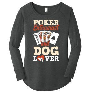 Poker Enthusiast And Dog Lover Funny Poker Player Poker Premium Women's Perfect Tri Tunic Long Sleeve Shirt