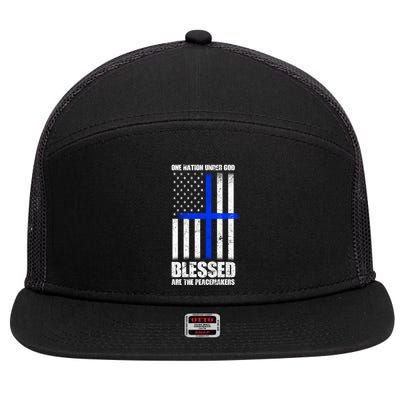 Blessed Are The Peacemakers 7 Panel Mesh Trucker Snapback Hat