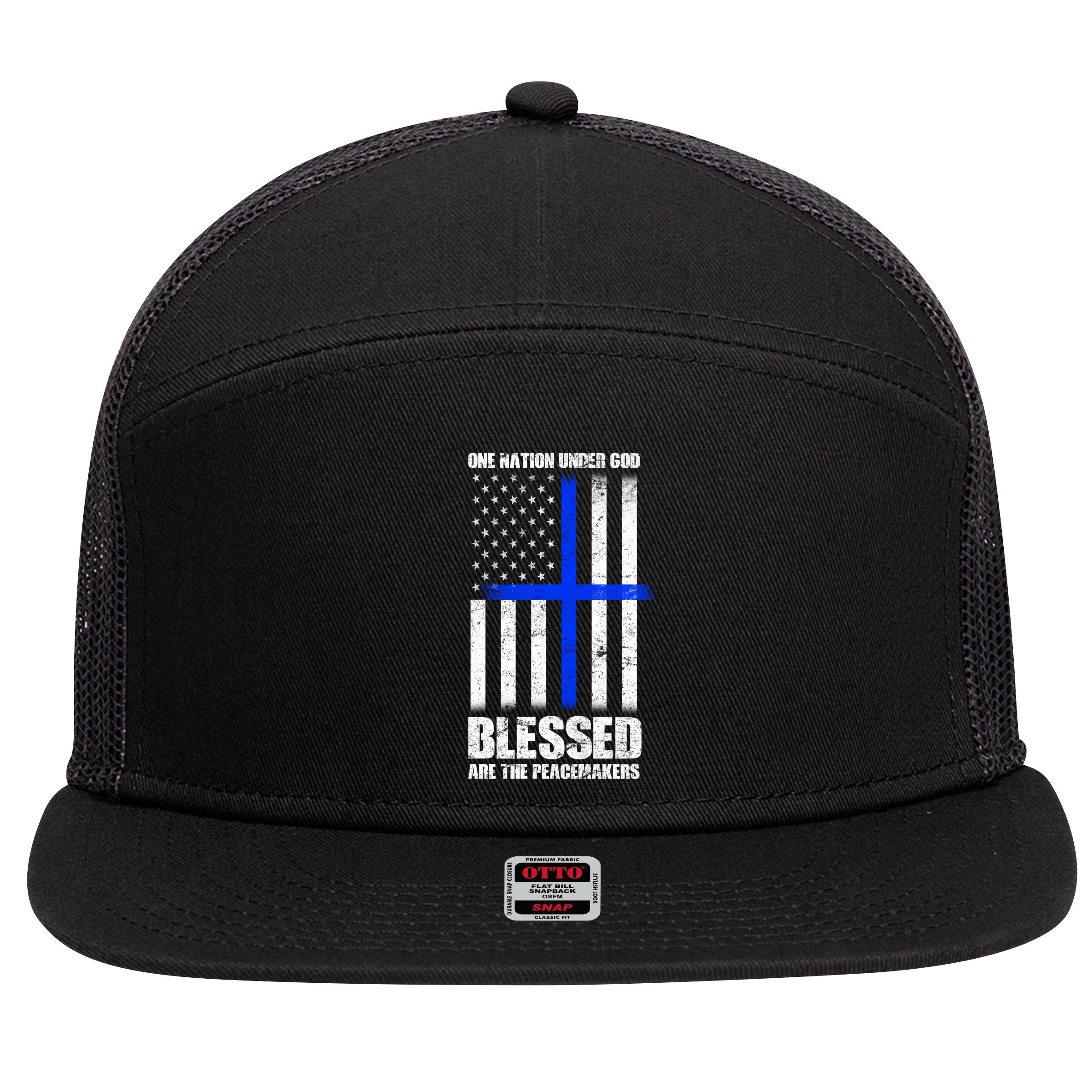 Blessed Are The Peacemakers 7 Panel Mesh Trucker Snapback Hat