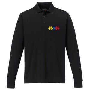 Periodic Elet Autism Puzzle Autism Awareness Gift Performance Long Sleeve Polo