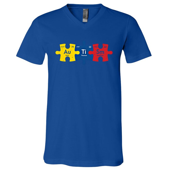 Periodic Elet Autism Puzzle Autism Awareness Gift V-Neck T-Shirt