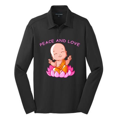 Peace And Love Buddha  Silk Touch Performance Long Sleeve Polo