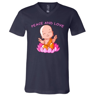 Peace And Love Buddha  V-Neck T-Shirt