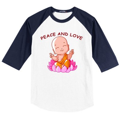 Peace And Love Buddha  Baseball Sleeve Shirt